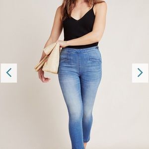 High rise denim capris